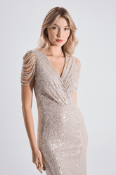 Gloria | Sequined Midi Pencil Evening Dress